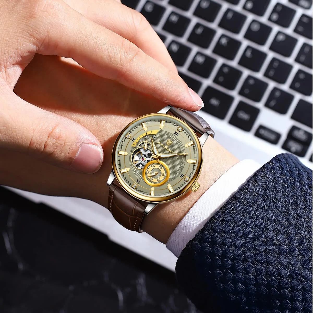 Poedagar Luxury Men's Waterproof Tourbillon Watch — image 6