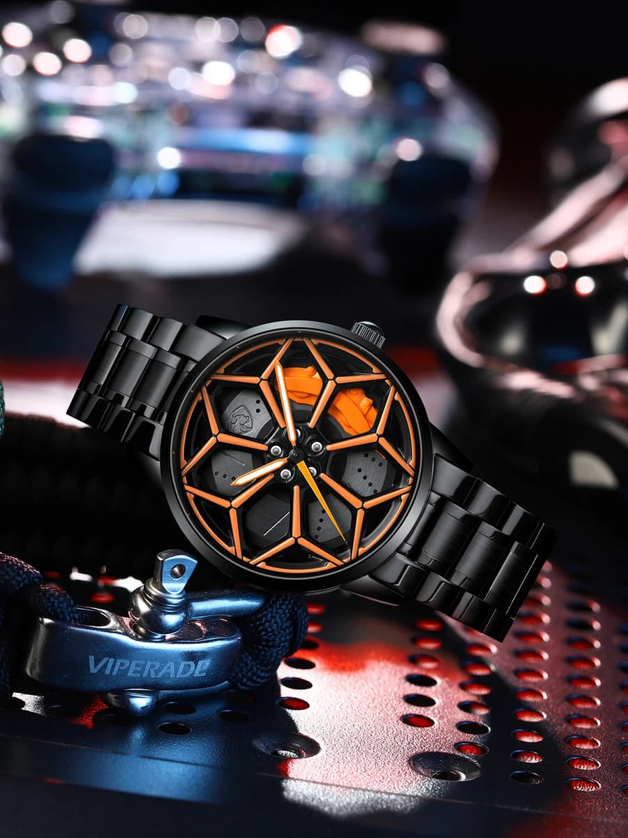 Original 3D Official Gyro Rim Watch High Quality Wholesale Wheel Watches Quartz Waterproof Wrist Car Wheel Watch Lambo URUS — image 2