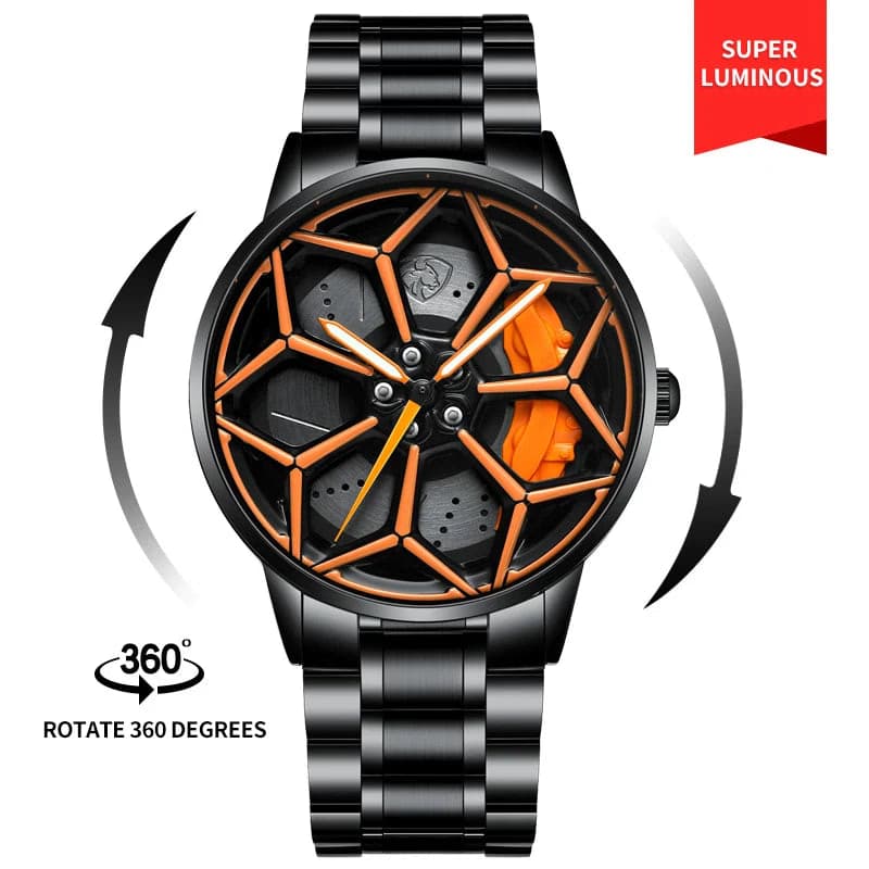 Original 3D Official Gyro Rim Watch High Quality Wholesale Wheel Watches Quartz Waterproof Wrist Car Wheel Watch Lambo URUS — image 11