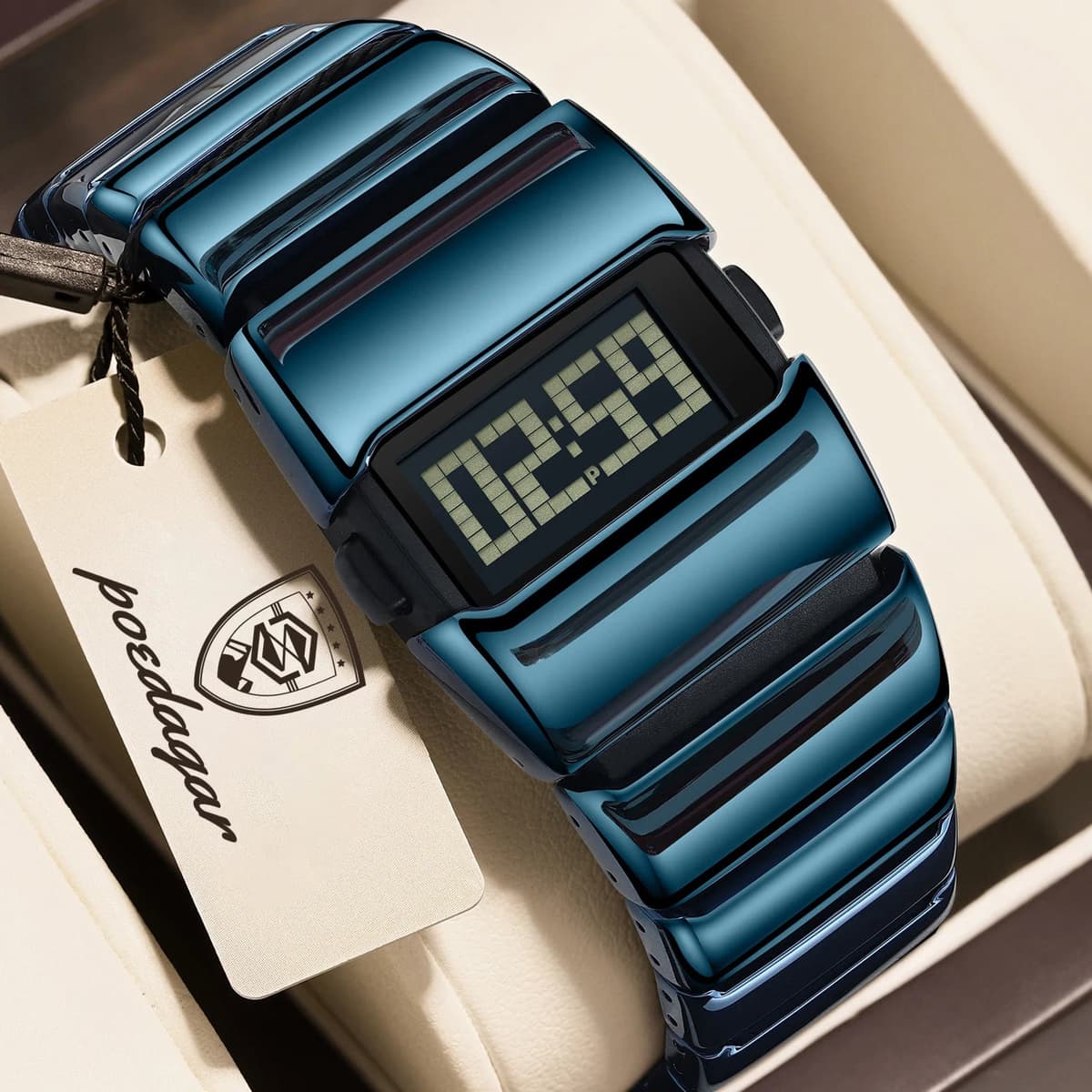 Poedagar E126 Creative LED Digital Watch Men Stainless Steel Strap — image 9