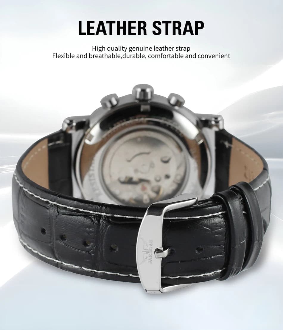 JARAGAR Men's Automatic Leather Watch — image 6
