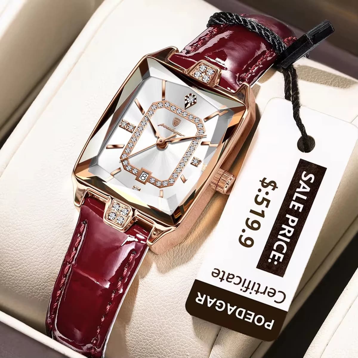 Poedagar 785 Luxury Diamond Leather Women's Watch — image 11