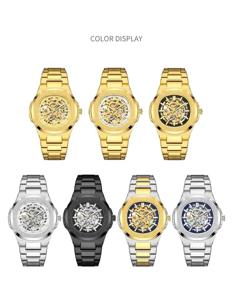Luxury Mechanical Watch: Black & Gold Stainless Steel — image 4
