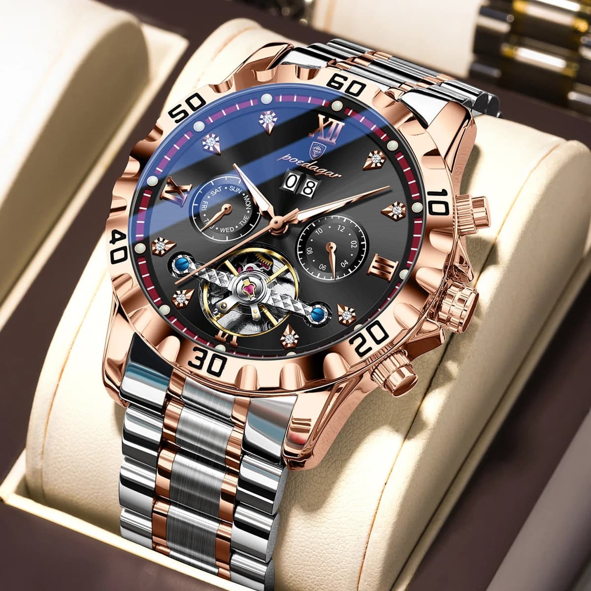 Poedagar Luxury Skeleton Tourbillon Men's Watch — image 10