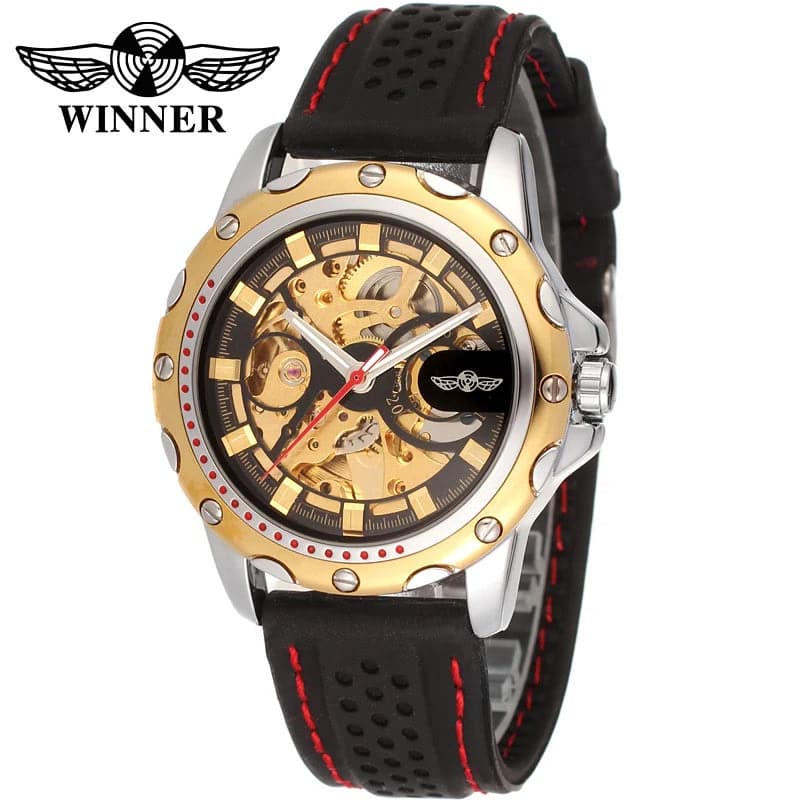 Winner Black Silicone Automatic Skeleton Watch — image 7
