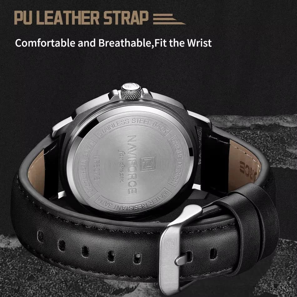NAVIFORCE Men's Quartz Watch with Leather Band — image 6