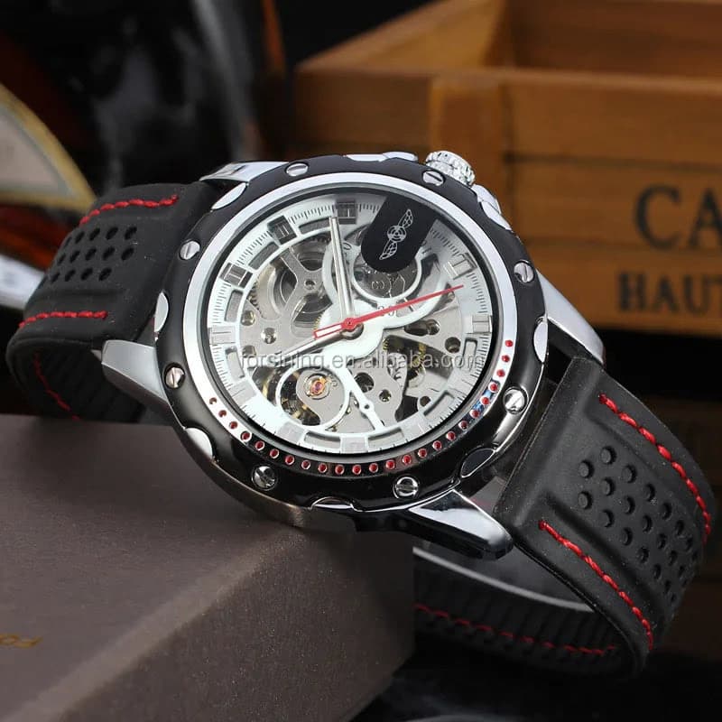 Winner Black Silicone Automatic Skeleton Watch — image 6