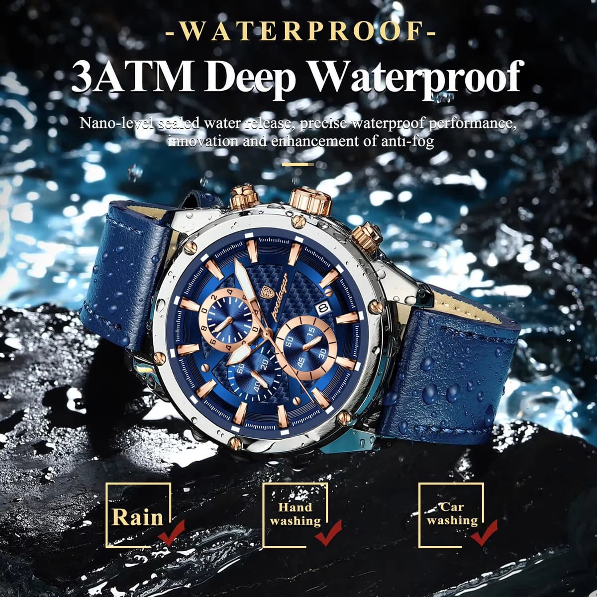 POEDAGAR Luxury Sports Men's Chronograph Watch — image 3