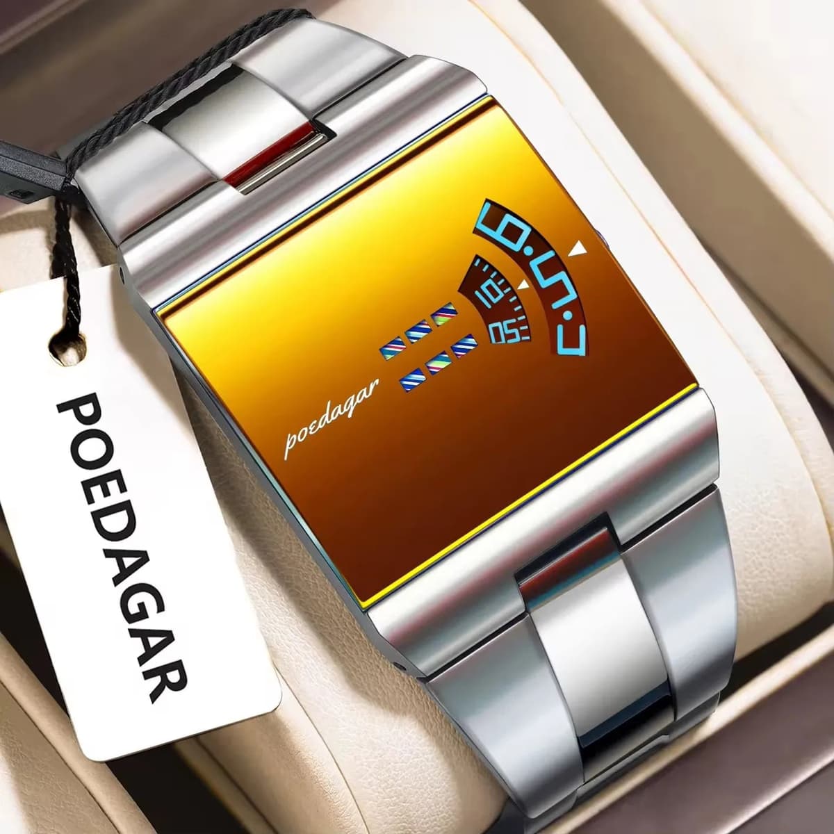 Poedagar 857 High Quality Square Dial Design Stainless Steel Band — image 9