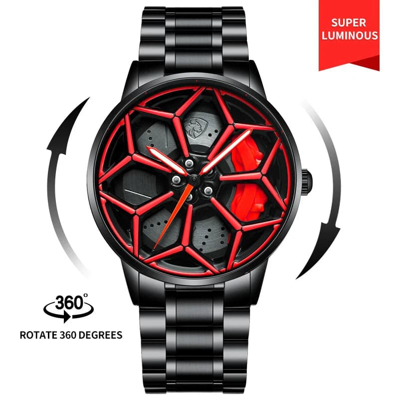 Original 3D Official Gyro Rim Watch High Quality Wholesale Wheel Watches Quartz Waterproof Wrist Car Wheel Watch Lambo URUS — image 7