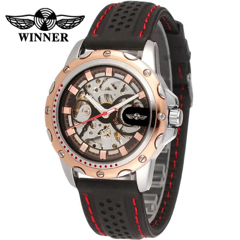 Winner Black Silicone Automatic Skeleton Watch — image 12