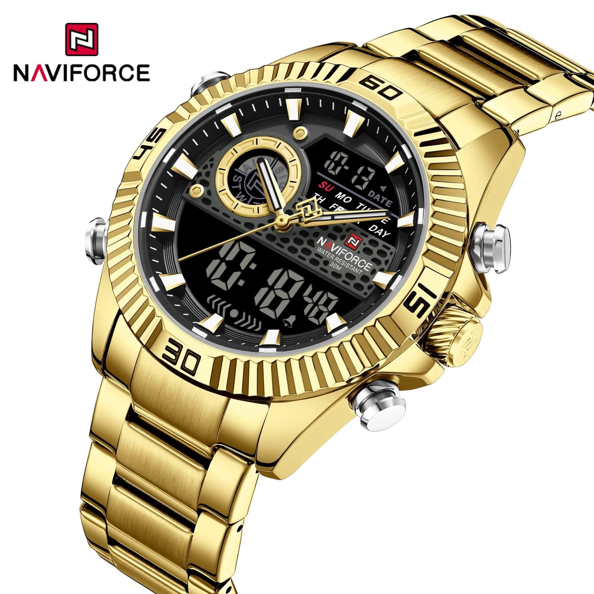 NAVIFORCE Men's Dual Display Stainless Steel Watch — image 10