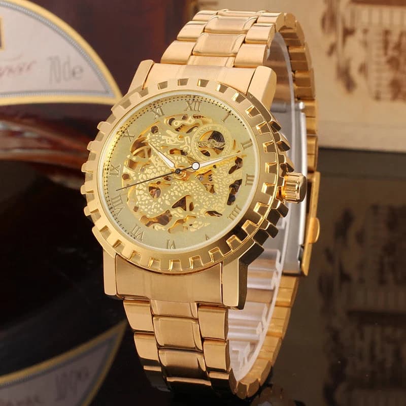 Luxury Gold Skeleton Automatic Watch for Men — image 3