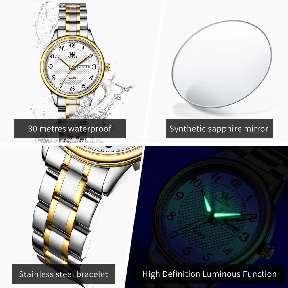OLEVS Luxury Stainless Steel Quartz Watch — image 6