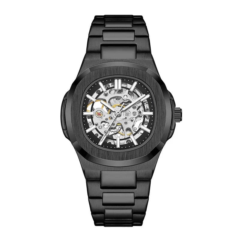 Luxury Mechanical Watch: Black & Gold Stainless Steel — image 10