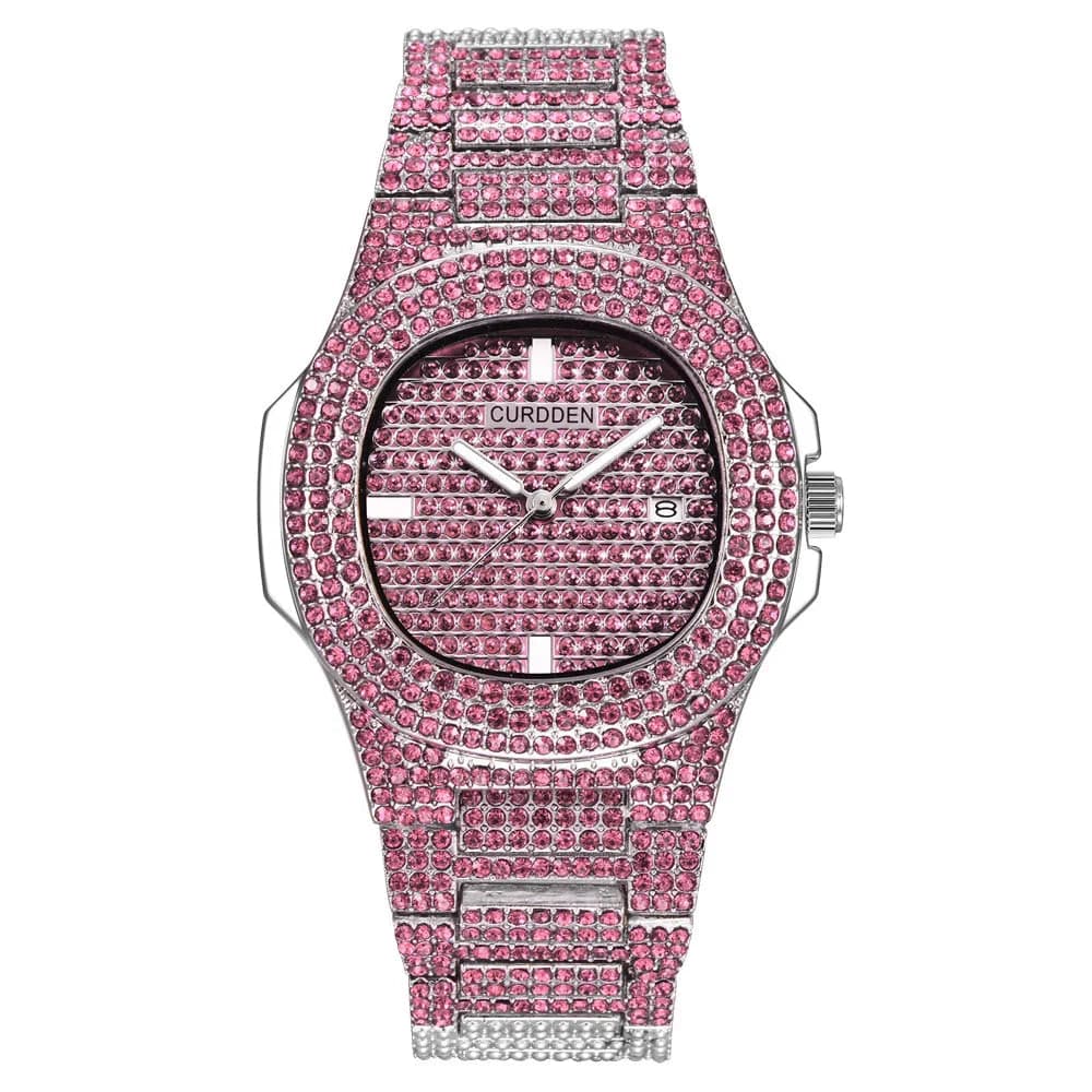 43MM Gold Silver Custom Logo Iced Out Quartz Watch — image 12