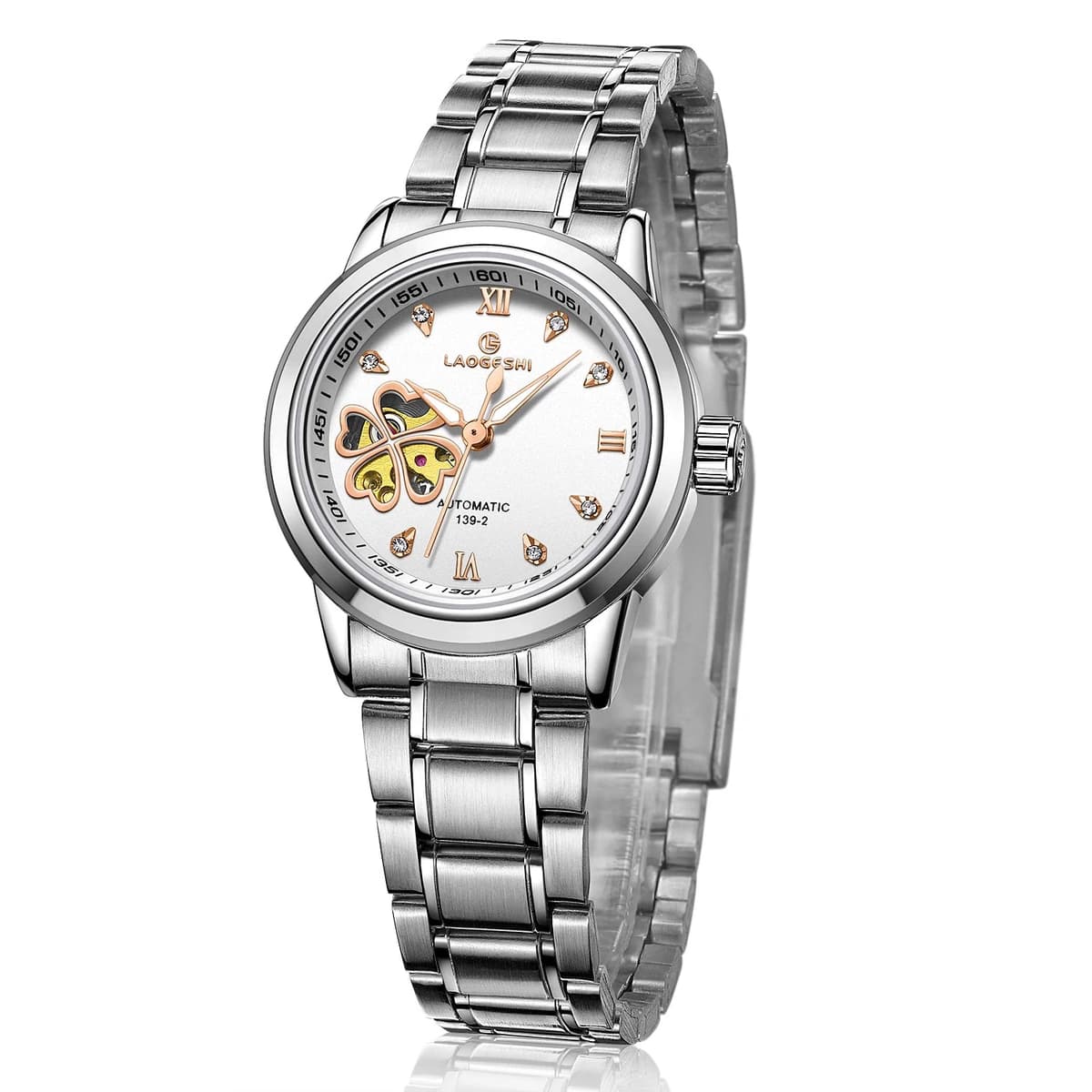 Custom Heart Clover Silver Waterproof Ladies Watch — image 12