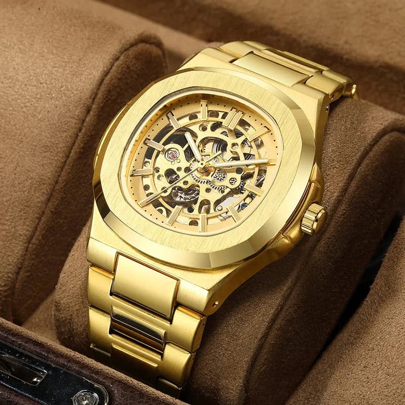 Luxury Mechanical Watch: Black & Gold Stainless Steel — image 6