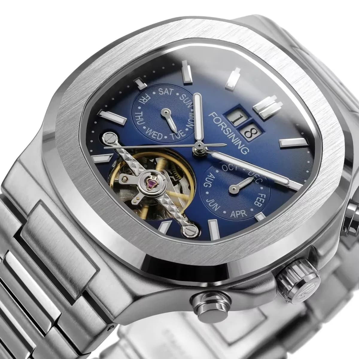 Luxury Men's Blue Tourbillon Automatic Watch — image 9