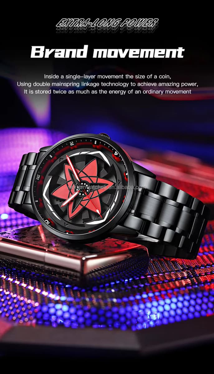Uchiha Sharingan Watch – 360° Rotating Anime Quartz Timepiece