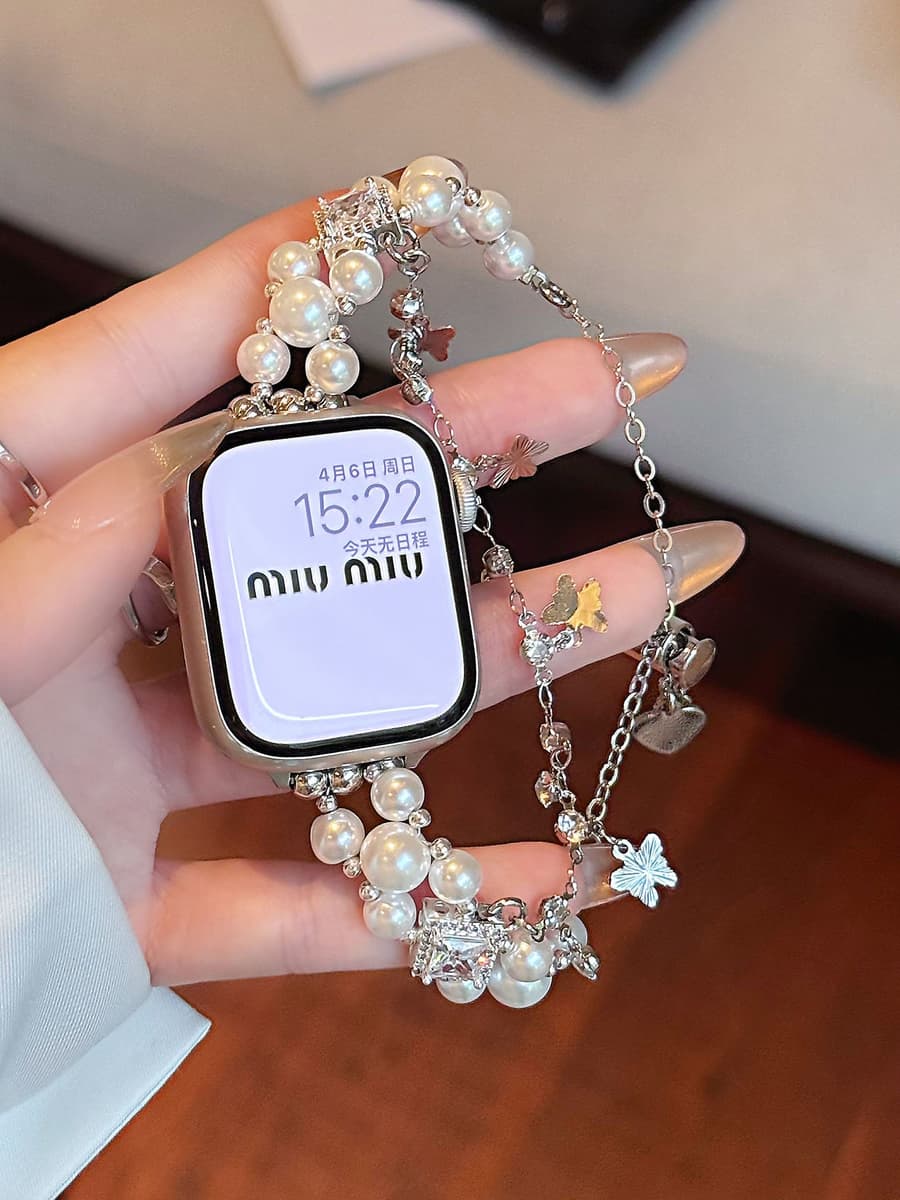 Aurélia Sunflower Pearl Diamond Stainless Steel Band for Apple Watch — image 6