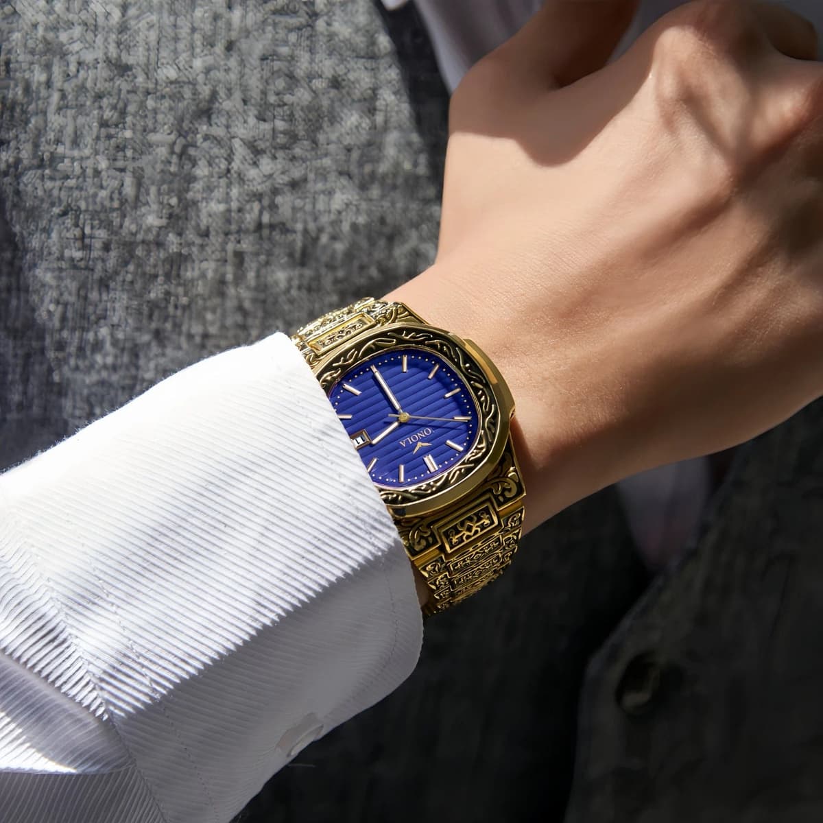 Luxury Gold Watches for Men ONOLA Business Retro Waterproof Muslim — image 3