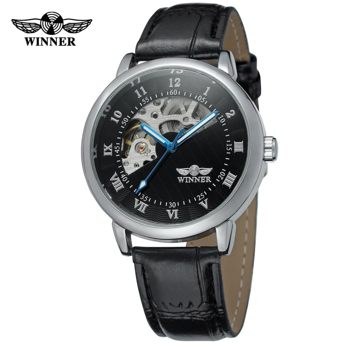Luxury Gold Skeleton Leather Automatic Watch — image 8