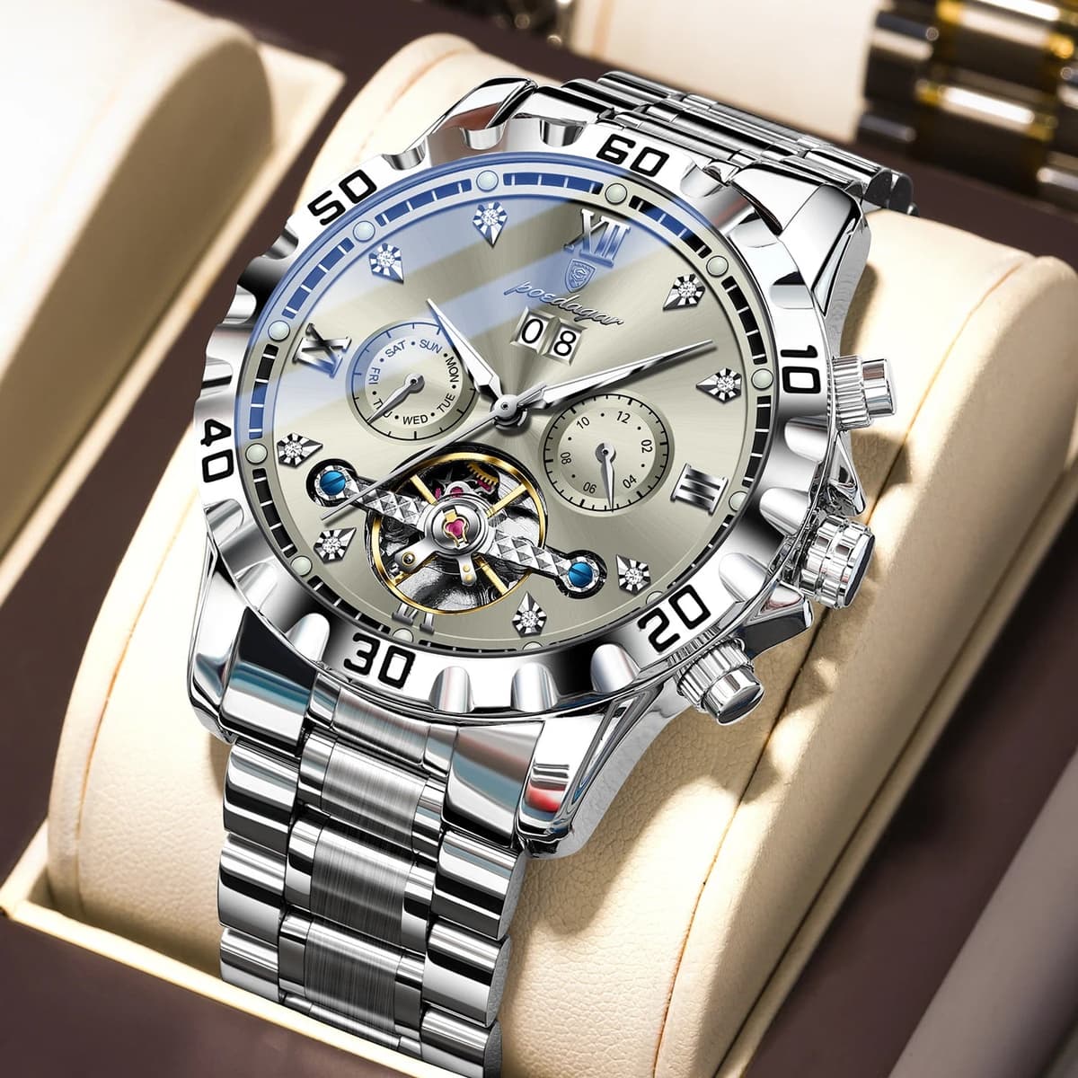 Poedagar Luxury Skeleton Tourbillon Men's Watch — image 9