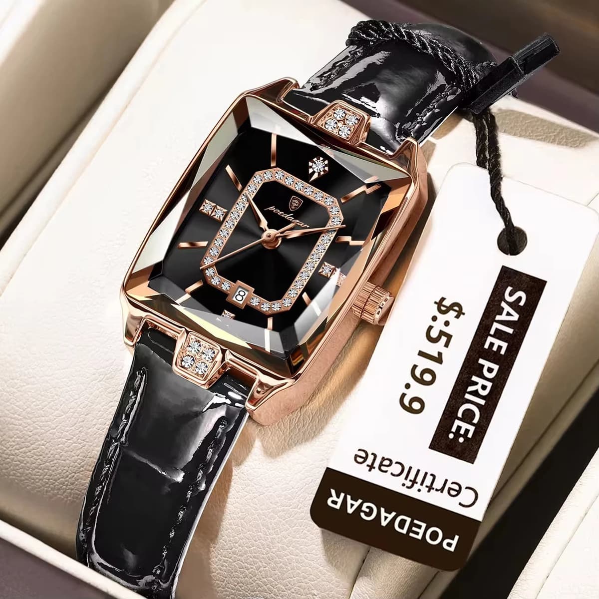 Poedagar 785 Luxury Diamond Leather Women's Watch — image 9