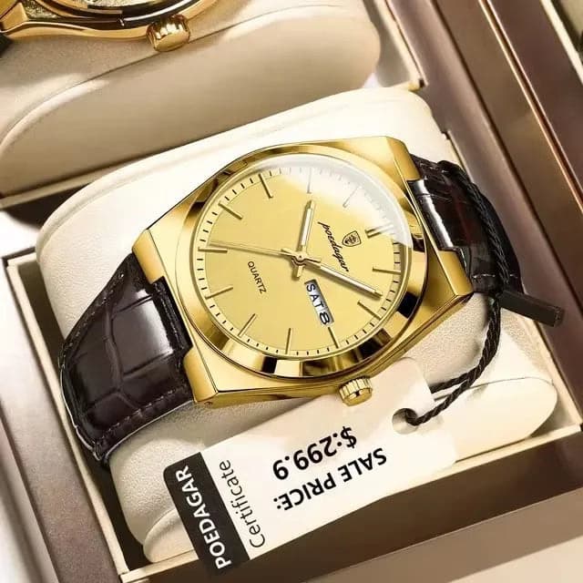 POEDAGAR 930 Men's Luxury Leather Watch — image 12