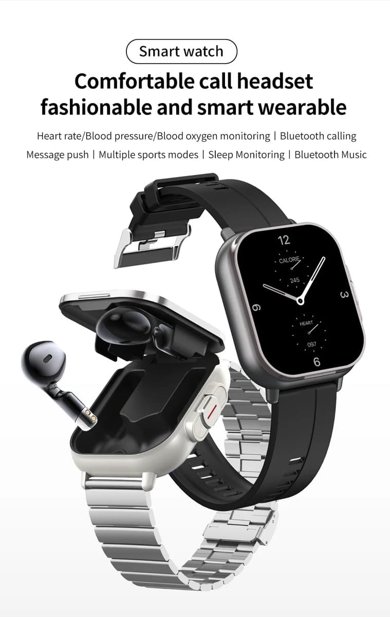 Smart Watch D8E with Earbuds & Heart Rate Monitor — image 2