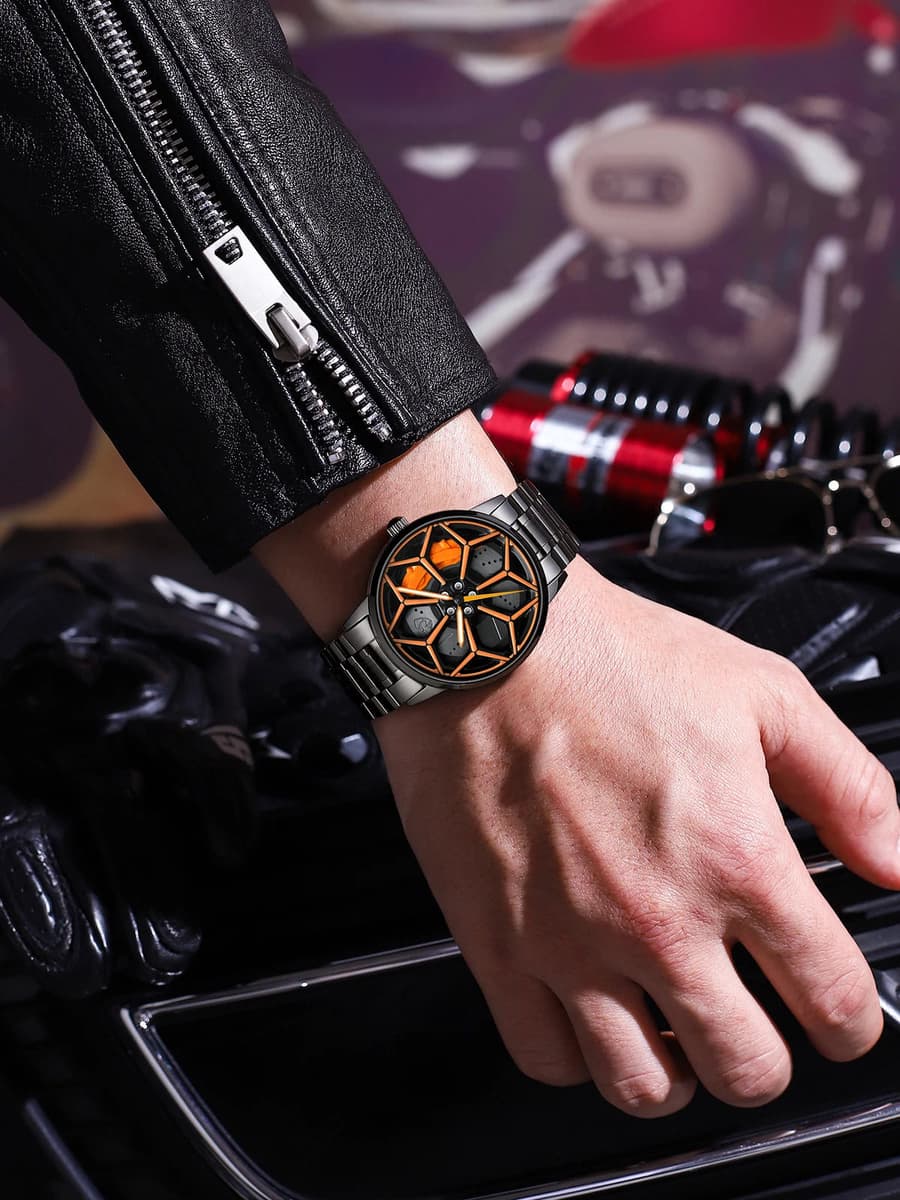 Original 3D Official Gyro Rim Watch High Quality Wholesale Wheel Watches Quartz Waterproof Wrist Car Wheel Watch Lambo URUS — image 4