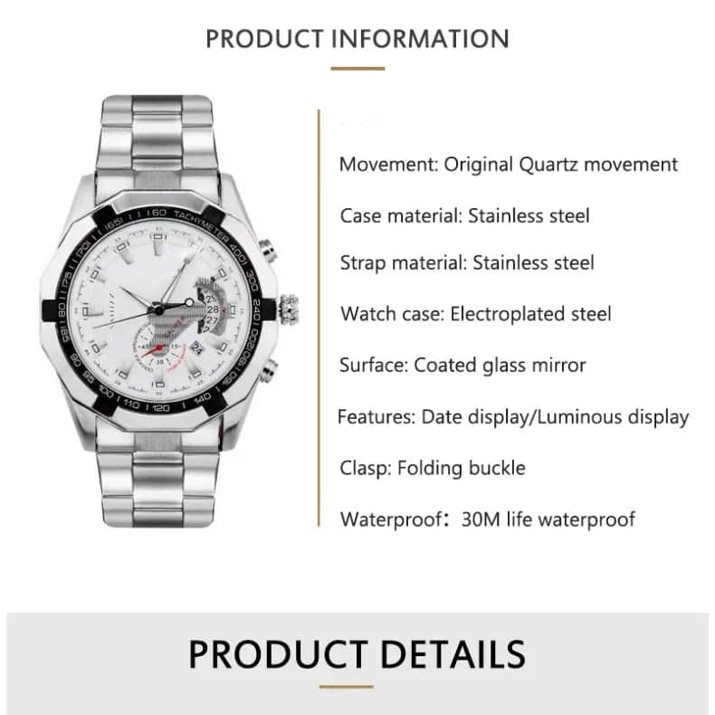 Elegant Men's Stainless Steel Quartz Watch — image 6
