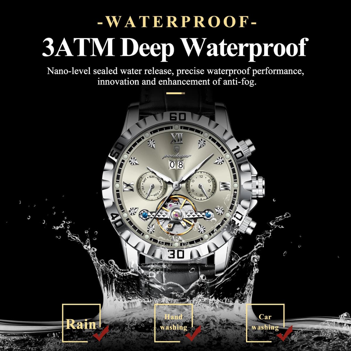 Poedagar Luxury Automatic Tourbillon Watch — image 2
