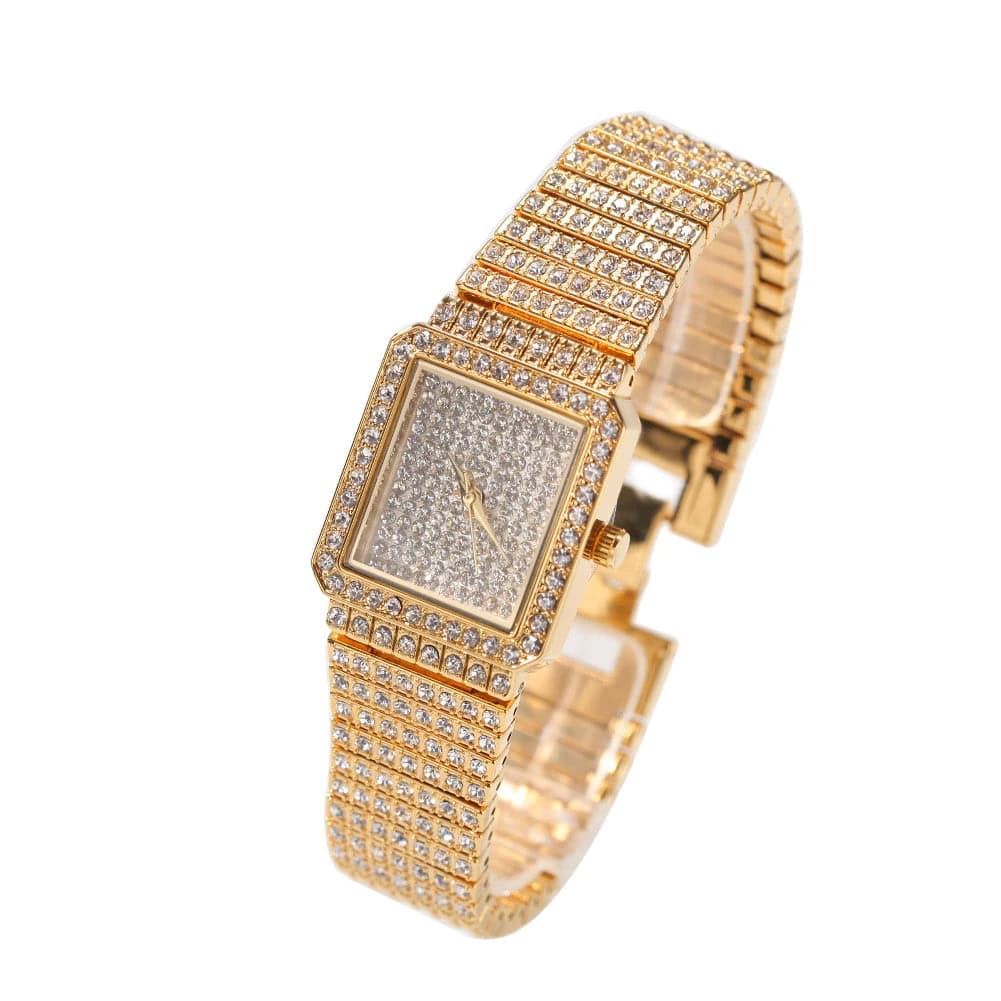Bling Iced Out Silver Gold Women's Rapper Watch — image 10