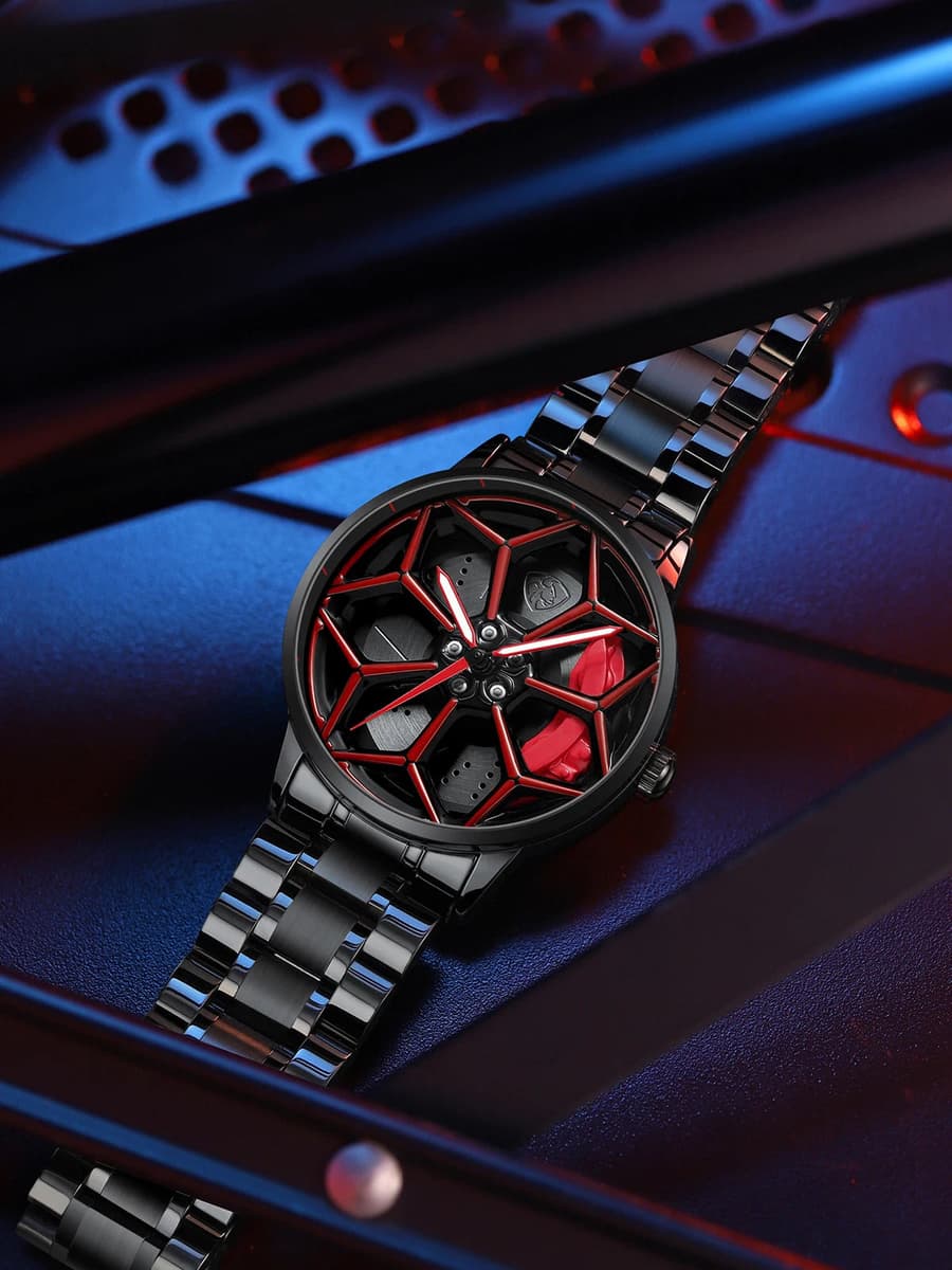 Original 3D Official Gyro Rim Watch High Quality Wholesale Wheel Watches Quartz Waterproof Wrist Car Wheel Watch Lambo URUS — image 3