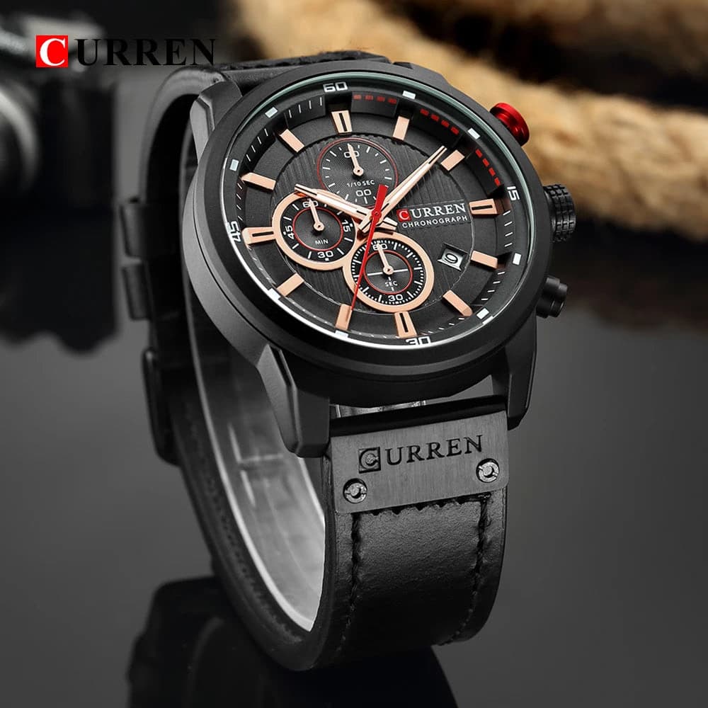 Curren 8291 Quartz Watch Men Leather Strap Sport Casual Watch — image 3
