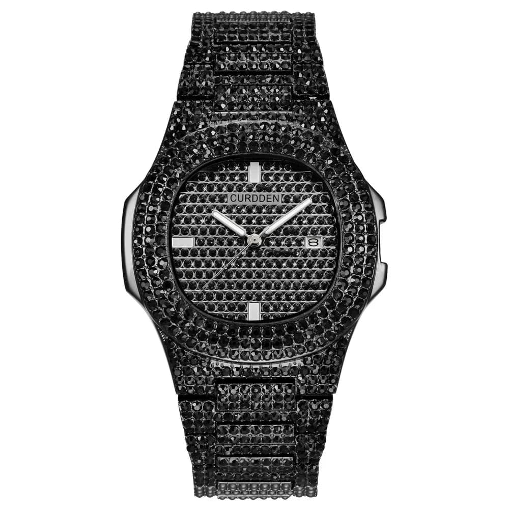 43MM Gold Silver Custom Logo Iced Out Quartz Watch — image 7