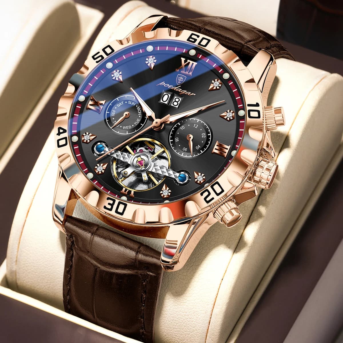 Poedagar Luxury Automatic Tourbillon Watch — image 7