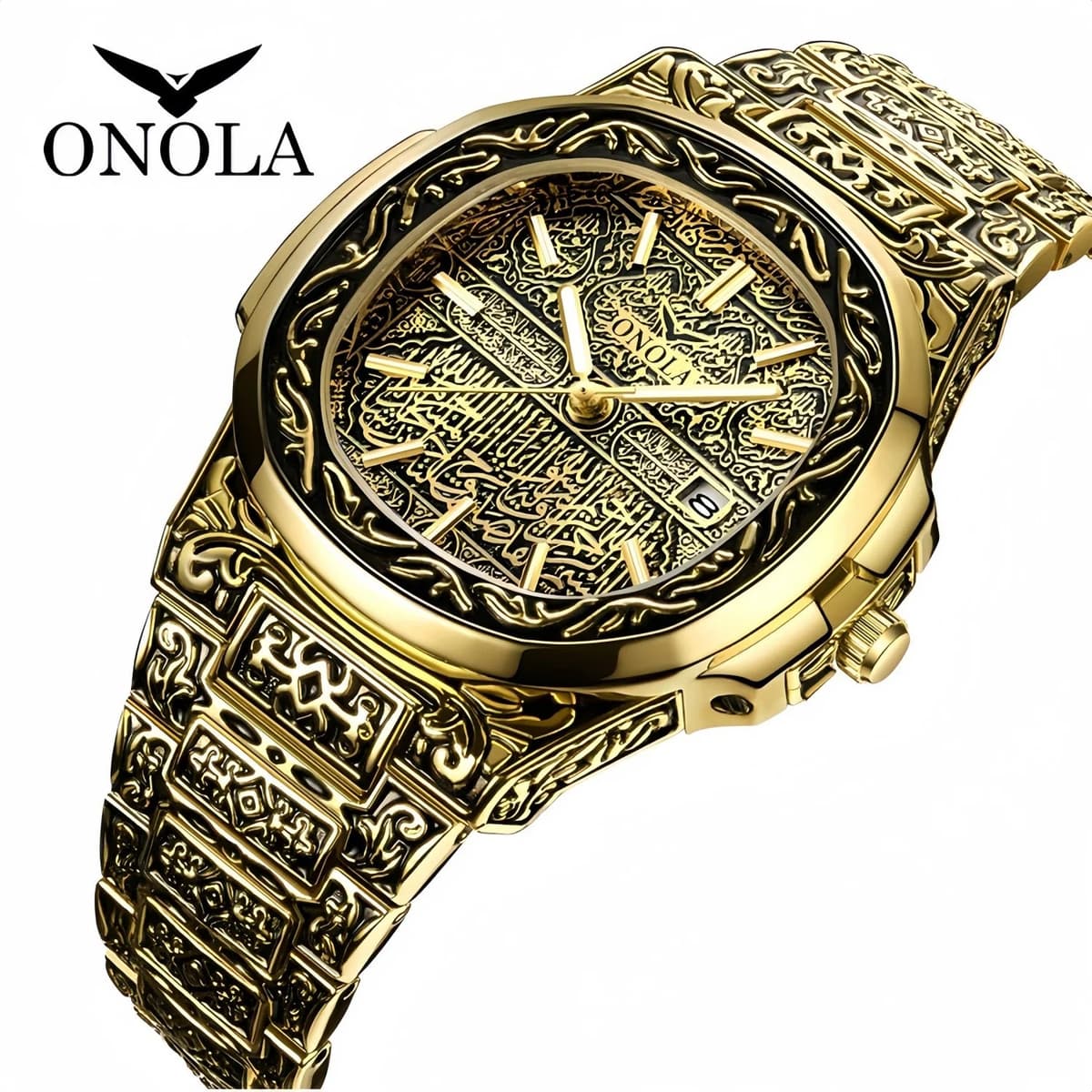 Luxury Gold Watches for Men ONOLA Business Retro Waterproof Muslim — image 5