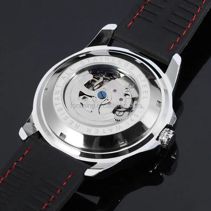 Winner Black Silicone Automatic Skeleton Watch — image 4