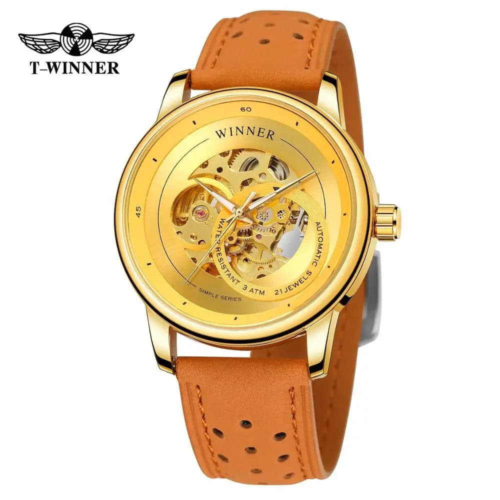 T-WINNER Gold Skeleton Men's Automatic Sport Watch — image 7