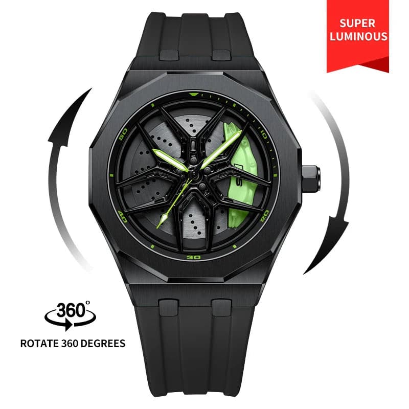 Original 3D Wheel Watch Waterproof Spinning Luxury Quartz Wrist Men Watch Rim Wristwatch Rotate 360 Man's Watches for RS Q8 — image 7