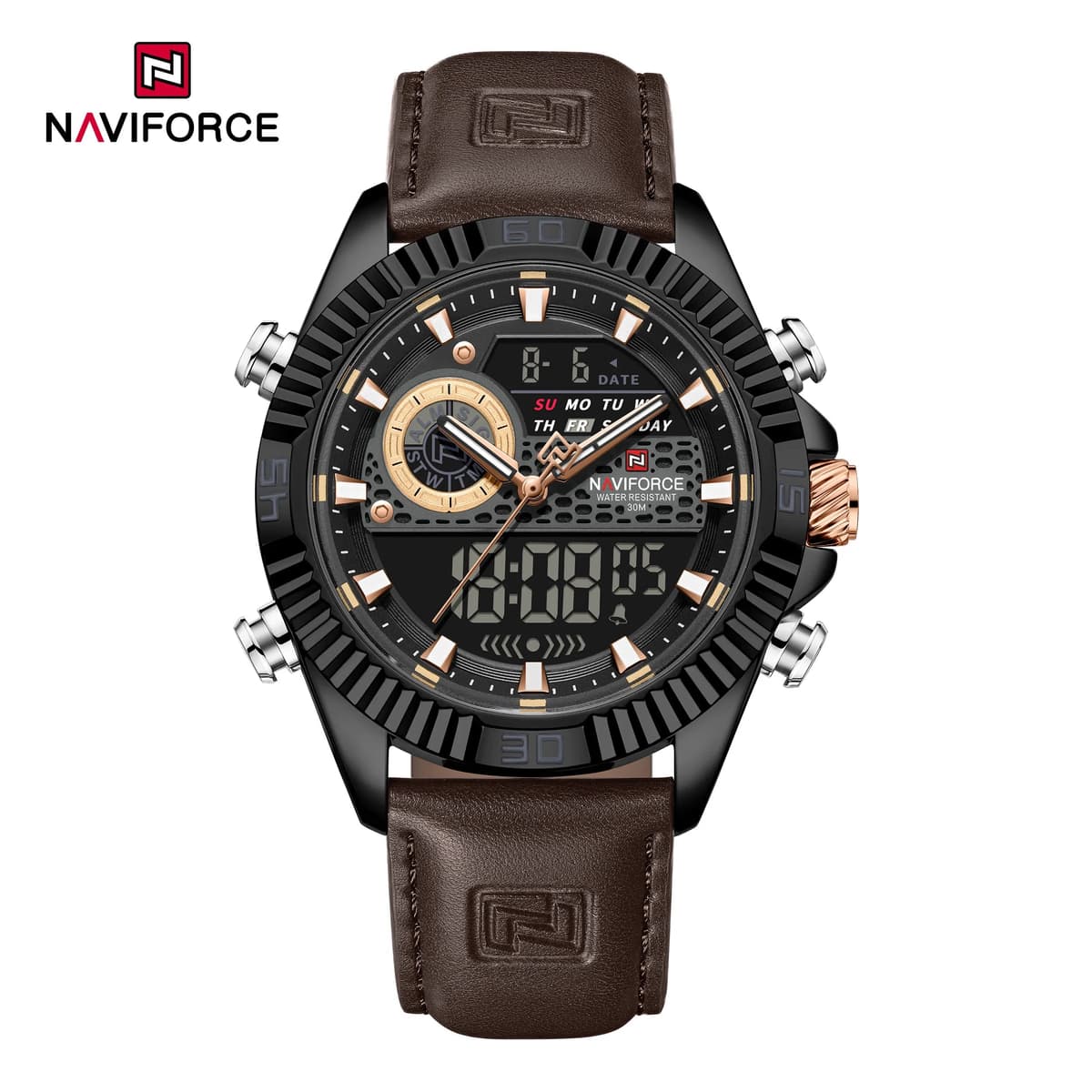 NAVIFORCE Men's Sport Quartz Analog LCD Watch