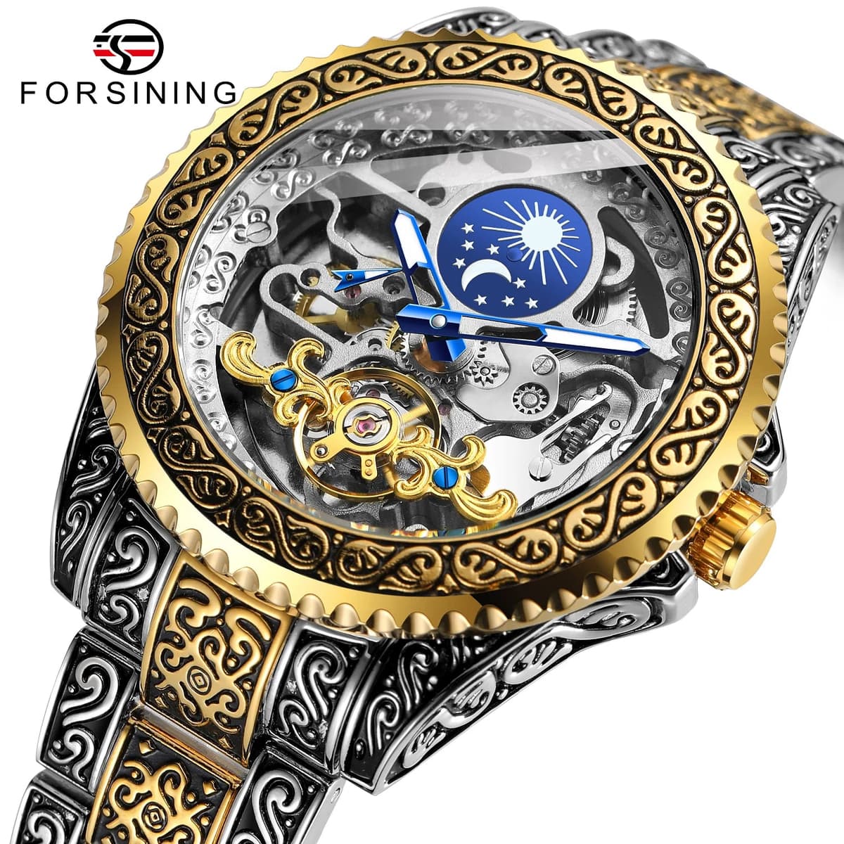 Forsining Skeleton Moonphase Stainless Steel Watch — image 6