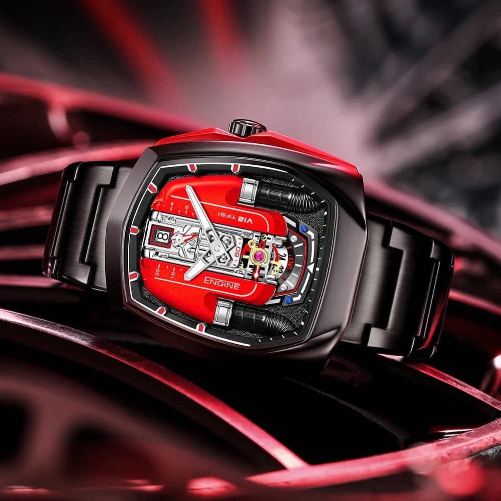 Drop Shipping Super Luxury V12 Engine Watch Man Watches Quartz Movement Waterproof Quartz for Man Watch — image 3