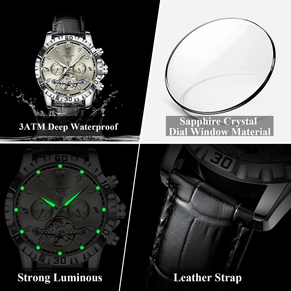 Poedagar Luxury Automatic Tourbillon Watch — image 4