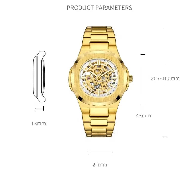 Luxury Men's Automatic Skeleton Watch Luminous Feature Business Hollow Mechanical Men Watch — image 6