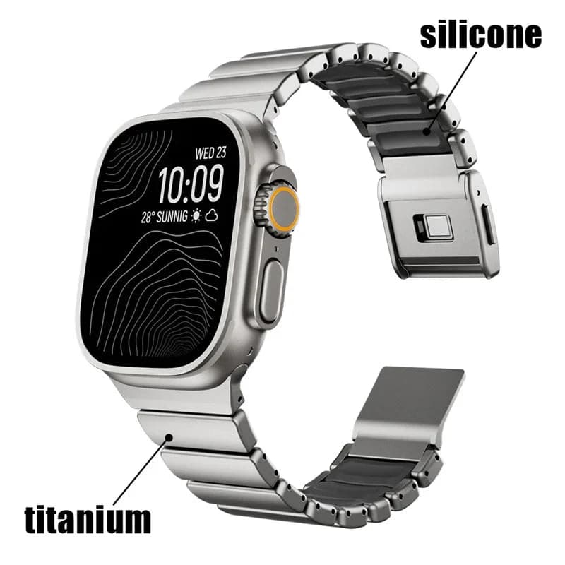 Titanium+Silicone Band for Apple Watch Ultra 3 49mm 46mm Luxury — image 4