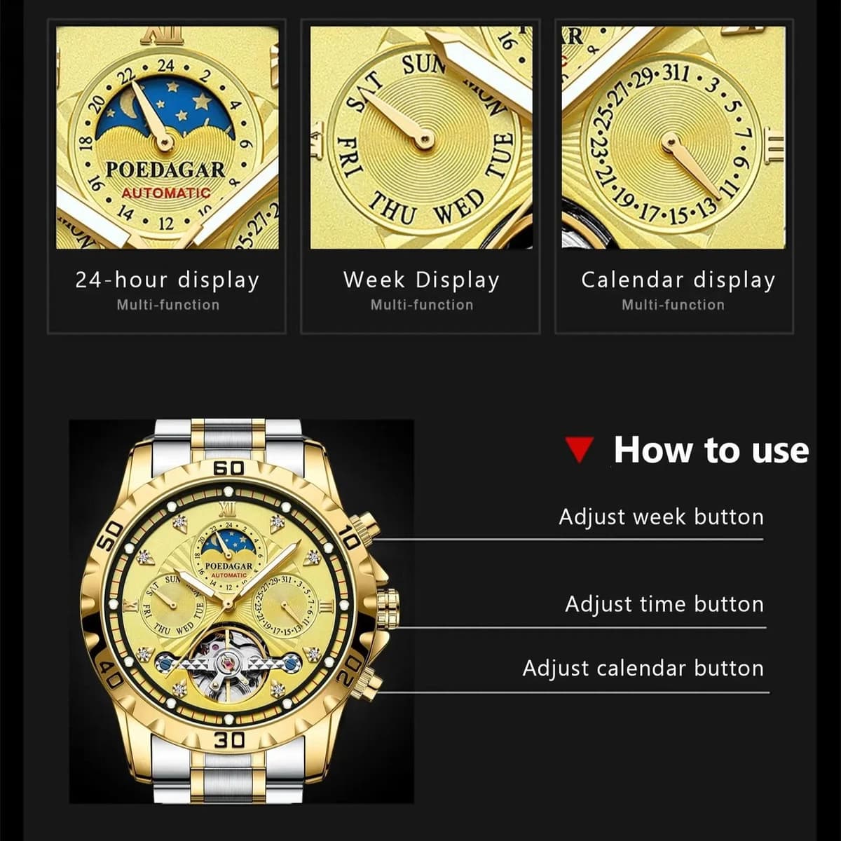 POEDAGAR Luxury Tourbillon Men's Watch — image 4